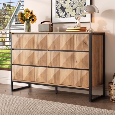 CHICFURN Credenza 120x40x80 cm in truciolare e MDF nero e legno, mobile da ingresso (1/5)