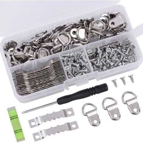 251 Pcs argent Crochet Tableau + Tournevis Accroche Tableau Mural Fixation Cadre en Dent de Scie Crochet Tableau à Visser Invisible Fixation Tableau Triangulaire pour Miroir Cadre Photo Horloge Toile (1/4)