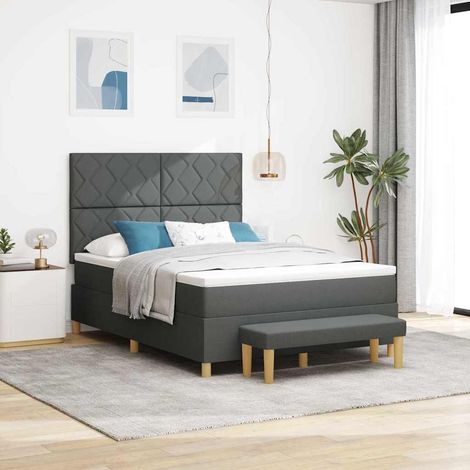 Boxspringbett mit Kopfteil Dunkelgrau 190 x 140 cm Stoff vidaXL (1/5)