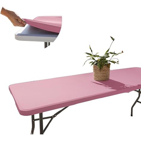 Folding Table Tablecloth 180 cm Pink with Elastic Edge (1/5)