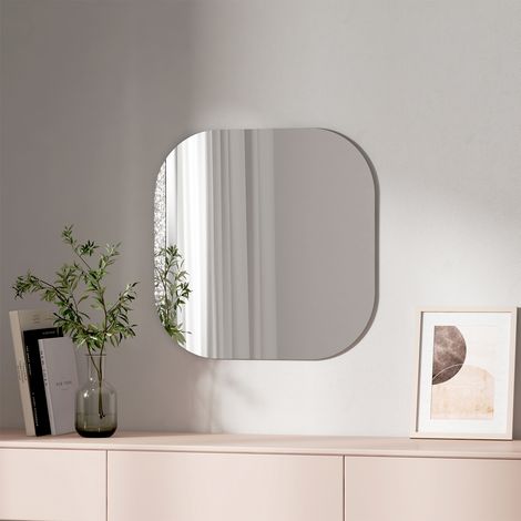 EMKE Square Wall Mounted Mirror 50CM Decorative Wall-Mounted Hanging Bathroom Bedroom Living Room Vanity Mirror (1/5)