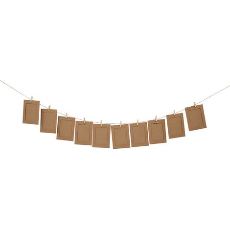Cadre photo pour 10 feuilles de papier - Cadre photo - Cadre photo 15 cm - Cadre photo suspendu - Présentation photo originale - Cadre photo décoratif mural - Marron - Papier (1/5)
