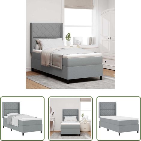 vidaXL Cama tipo Box Spring con cojín Gris Claro 200 x 100 cm tela (1/5)