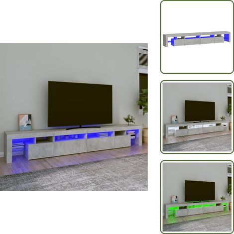 Almacenamiento - vidaXL Mueble de TV con luces LED gris hormigón 260x36,5x40 cm - Diseño moderno