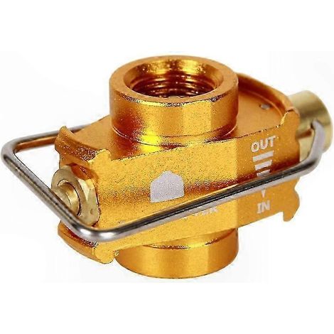 Adaptateur gaz camping avec convertisseur pour recharge et conversion réservoir plat, tuyau flexible inclus, usage extérieur, modèle universel, robuste et étanche. (1/5)