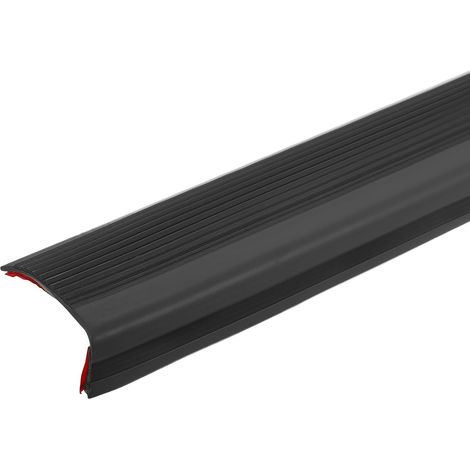 Nez de Marche de 1,5 m, Protection de Bords d'Escalier Auto-Adhésif en PVC de 2,5 mm, Bordure d'Escalier en Forme de L, Bordure de Marches d'Escalier, Garniture pour Escalier, Noir (1/5)