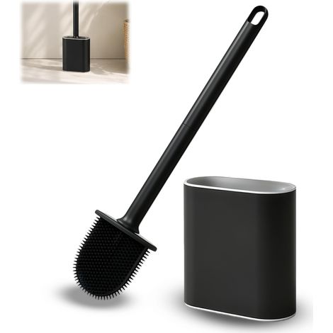 Brosse de Toilette Murale sans Perçage – Brosse WC en Silicone avec Tête Plate et Flexible (1/5)
