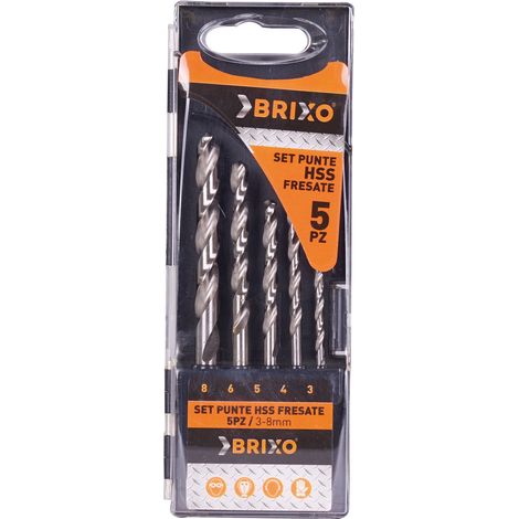 Set 5 punte per forare HSS in acciaio fresato per trapano tassellatore Brixo