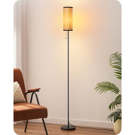 EDISHINE Lampadaire Salon, Lampe sur Pied Moderne Noire avec Abat-jour en Corde Tissée et Socle en Marbre