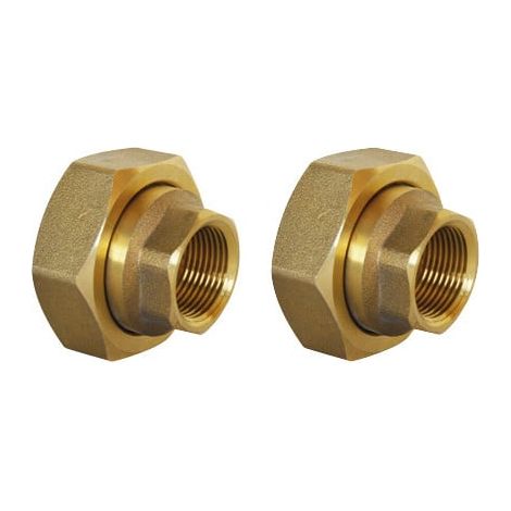 Lot de 2 raccords union en laiton pour circulateur G1"1/2" (40/49) - sortie Femelle 1/2" (15/21) - Thermador