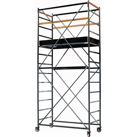 Echafaudage acier 1 plateau - Hauteur de travail max. 5,34m - Longueur 1,60m - Largeur 0,80m - POKER-HD-2/2CAM