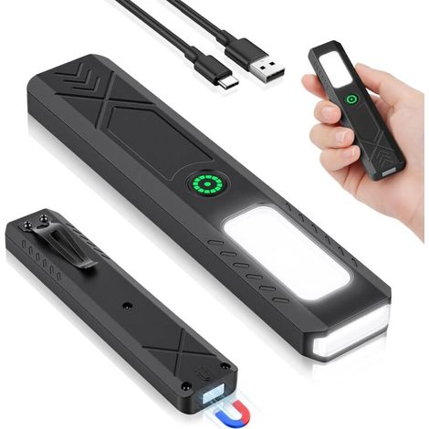 Mini Flat USB C Rechargeable Flashlight, Work Light with Magnetic Base and Pocket Clip, Ultra-Portable, for Maintenance, Camping, Hiking, Emergencies (1/4)