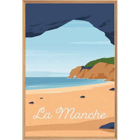 Tableau mural encadré la manche 65x97 cm - Tableau Mural Décoratif - Image Encadrée Imprimée en HD - Impression 65x97 cm sur Fibres de Bois FSC - Finition Mate - Fabriqué en France (1/5)