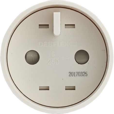 DEBFLEX - ADAPTATEUR ENTREE 2P 10/16A SORTIE SOCLE 2P EUROPE BLANC - 701070