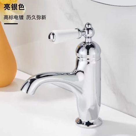 Factory direct sales of European antique style washbasin faucets, hot and cold retro style countertop basins, washbasins, handwashing basins, splash-proof gold style - electroplated low model