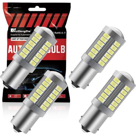 Blanc 1156 BA15S P21W 5630 33SMD Clignotants Ampoules LED 900LM Feu de Recul Feu de Freinage Arrière Phares antibrouillard Position Feu arrière 12-30V 3.6W(4 pièces) (1/5)
