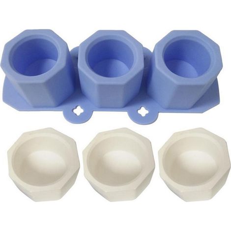 Silikon-Eiswürfelform mit 3 Fächern für Cocktails, Whisky, Schokolade (Blau) (1/2)