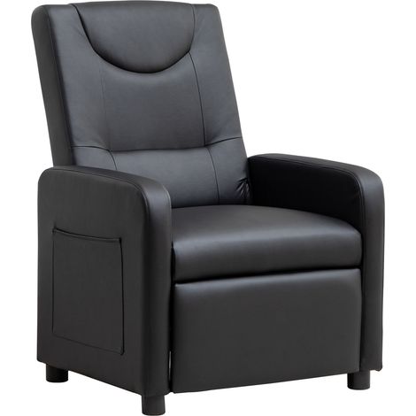 Fauteuil relax inclinable avec repose-pieds pliable en PU noir (1/5)