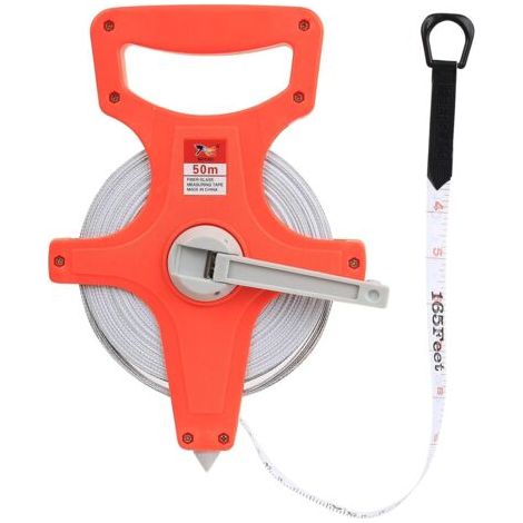 Pair - Mètre ruban extensible de 50 mètres avec poignée ergonomique, en fibre de verre, ruban de mesure à manivelle, sur pied. (1/4)