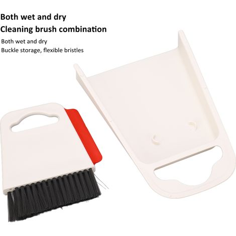 Ortviai Balai de bureau pour café et comptoir – balai + raclette + pelle, usage sec ou humide, poils élastiques, design compact (1/4)