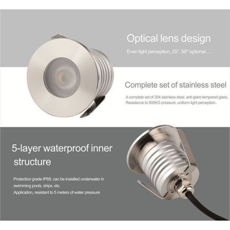 Spot LED encastré extérieur - - Étanche IP67 - Éclairage intérieur et extérieur - Idéal pour jardins et piscines ENEVAOCT (1/4)