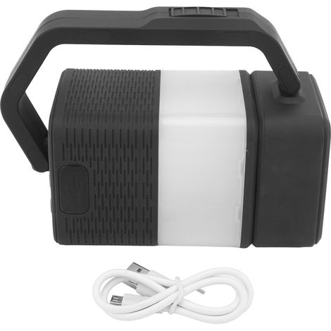 Lampe rechargeable Bluetooth, haut-parleur intégré, éclairage camping extérieur, urgence nuit, noir (1/5)