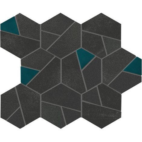 Mosaïque effet Béton Gris Nuit Hexa Verde 28,5x25x0,9 cm Mat Gravino - Mur intérieur (vendu par carton de 0,428 m²) - RO'MA CARRELAGE