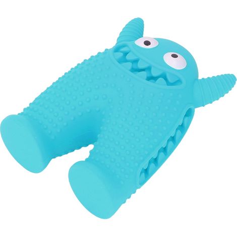 Jouet à mâcher bleu en silicone pour chien, résistant aux morsures, qui imite le grincement des dents. (1/5)