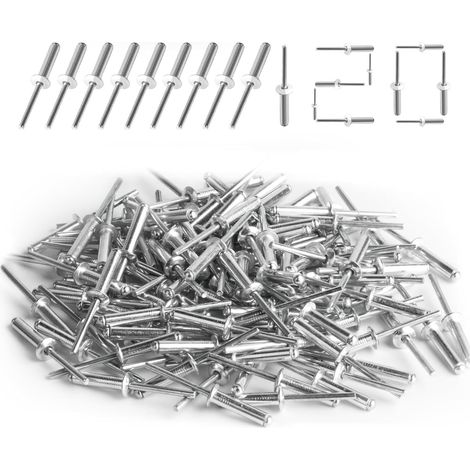 100 Pièces Rivets Aveugles, Assortiment De Rivets Pop 4,0 Mm X 16 Mm, Rivets Aveugles En Aluminium à Grande Bride, Rivets Pop ArgentéS, Rivets En Aluminium Pour MéTal, Bois, Rivets En Plastique