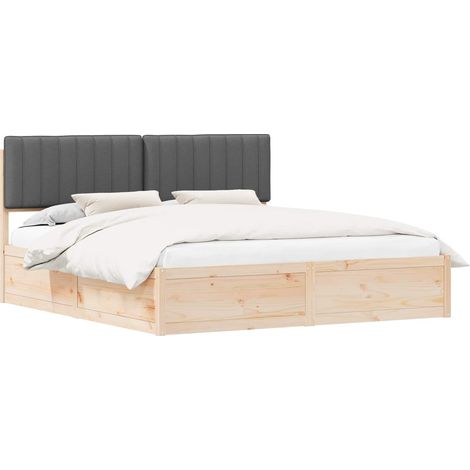 Maison Exclusive - Letto con Testiera Rivestita Grigio scuro 180 x 200 cm (1/5)