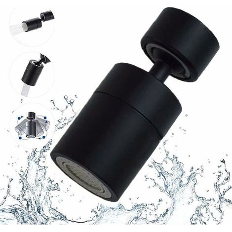 Aérateur de robinet Robinet orientable à 360 degrés avec système à bulles - Adaptateur 2 positions filetage intérieur 22 mm (noir) (1/5)