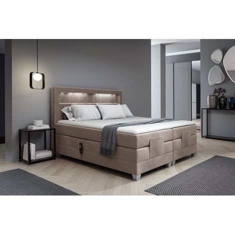 Boxspringbett Elektrisch Bett DAVIDE 120x200cm in Stoff Fresh Macchiato (1/2)