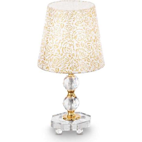 Ideal Lux Queen - Petite lampe de table à 1 lumière dorée avec décoration en verre, E27 (1/2)