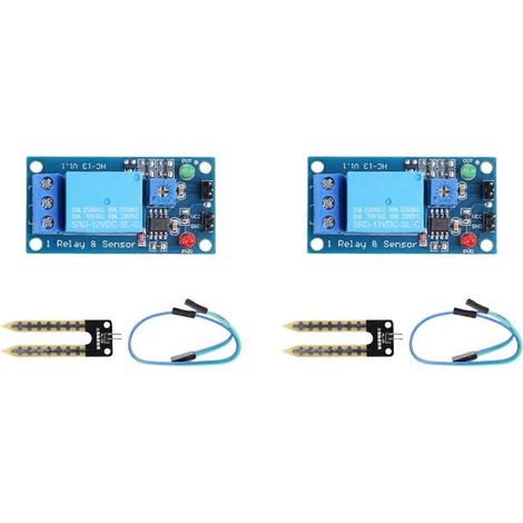Module de commande de relais pour capteur d'humidité du sol 2X DC 12V avec interrupteur de démarrage pour l'arrosage automatique. (1/5)