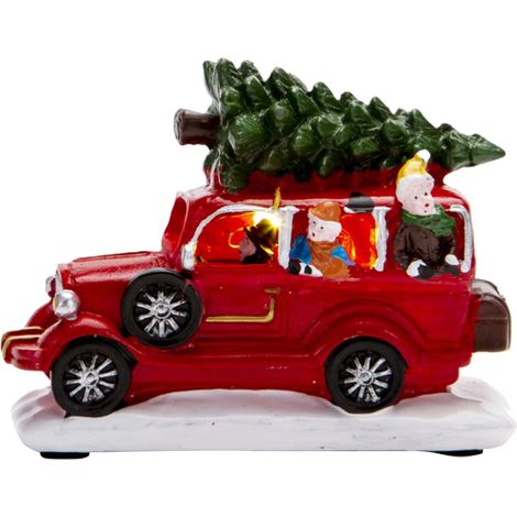 Bougie lumineuse de Noël en résine, décoration de table vintage avec voiture et montgolfière lumineuse, ornement de bureau pour fêtes, cadeau intérieur décoratif. (1/5)