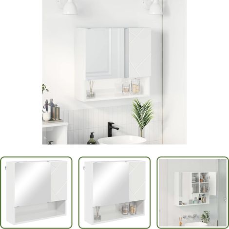 vidaXL Holzwerkstoff - Spiegelschrank Hochglanz Weiß 59 x 17 x 55 cm Holzwerkstoff (1/5)