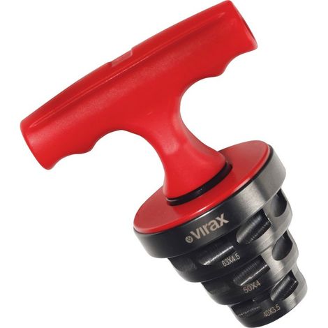 Virax – Calibreur à cliquet 40x3.5 / 50x4 / 63x4.5 mm – Corps en acier bruni – Dureté 95 HrB – Pour tube multicouche