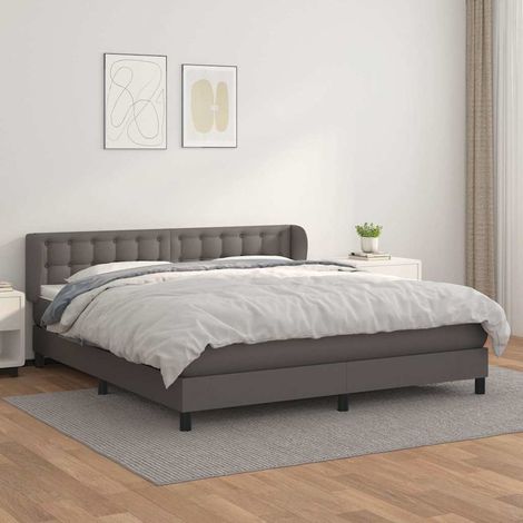 vidaXL Sommier à lattes de lit avec matelas Gris 180x200 cm Similicuir (1/5)