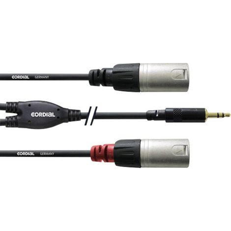 Câble adaptateur audio [1x Jack mâle 3.5 mm - 2x XLR mâle] Cordial CFY 3 WMM noir 3.00 m (1/2)