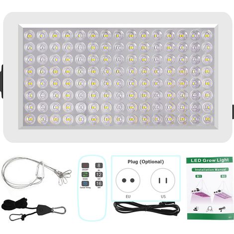 SJLERST Lampe de culture LED pour plantes d'intérieur, Full Spectrum Veg Bloom 3 Modes 8H/12H/16H Timer Remote Control Plant Light Seedter Seedling Vegetable Pepper Hanging Grow Light (1/5)