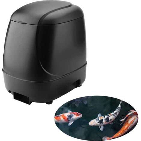 10L Automatic Fish Feeder, Distributeur automatique de nourriture pour poissons, Résistant à l'humidité pour bassin extérieur(NOIR) (1/5)