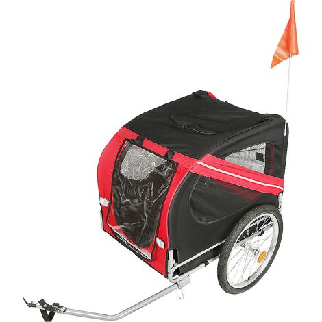 SiFree® Remorque vélo pour chien,Remorque de vélo pour chiens, avec Attache et Ceinture de sécurité,1377390cm Rouge, (1/5)