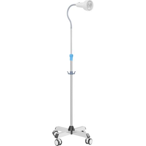 Lampe d'examen médical LED sur pied – 30 W, 6000-6500 K, 2600 LM – Tête orientable 360° sur col de cygne flexible, hauteur réglable 1,35-1,6 m, 4 roulettes – Pour clinique, cabinet dentaire et salon d (1/5)