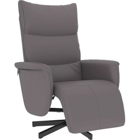 Chaise longue en cuir synthétique gris avec repose-pieds intégré – Canapé relax design contemporain pour salon ou chambre (1/5)