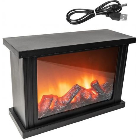 Caminetto a LED, caminetto decorativo, elettrico, [alimentato tramite USB, batteria non inclusa], non genera calore, realistico (1/5)
