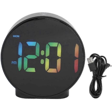 Réveil LED (affichage 12/24 heures, réglage de la luminosité sur 3 niveaux, double alarme et fonction snooze, boîtier noir, alimentation secteur) (1/5)