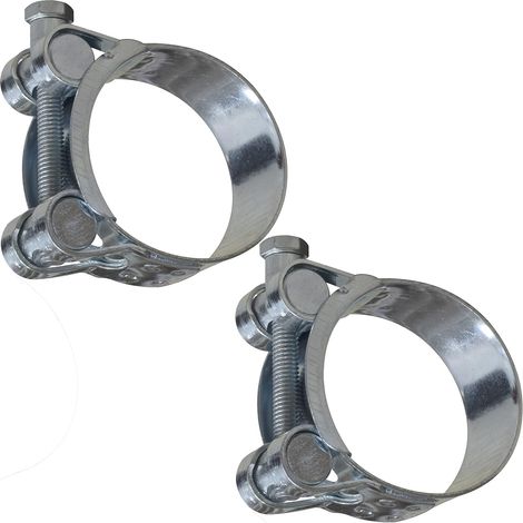 CCYKXA 2er-Pack 74-79 mm drehbare Schlauchschellen - 24 mm Bandbreite - Stahl - silberfarben - für Flüssigkeiten, Maulschlüssel, Rohre und Lüftungskanäle (1/5)