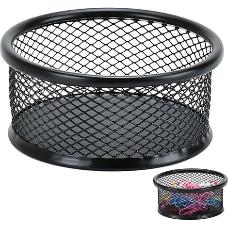 Organizzatore di graffette da scrivania in rete, dispenser di graffette per casa e ufficio, organizer per cartelle e aule scolastiche, 8,9 cm, nero. (1/5)