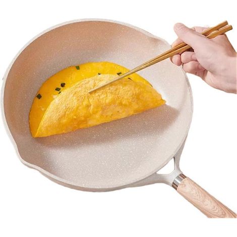 Poêle antiadhésive à induction en fonte d'aluminium robuste, compatible avec tous les types de feux, facile à nettoyer et confortable. (1/5)