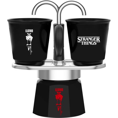 Mini Moka Bialetti Mini Express Stranger Things 130 ml Noir/ Rouge